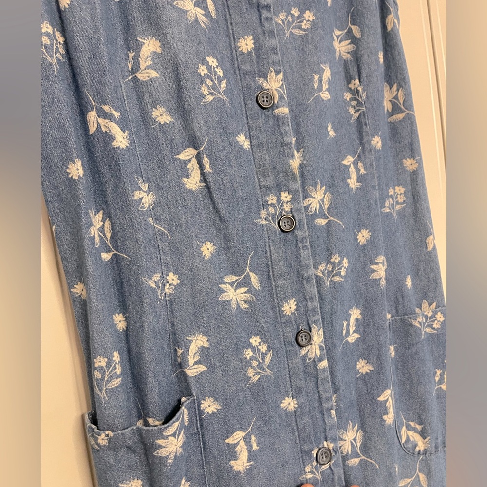 Vintage 90’s Leigh Morgan Cotton Denim Button Down Sleeveless Maxi Dress - Picture 10 of 11